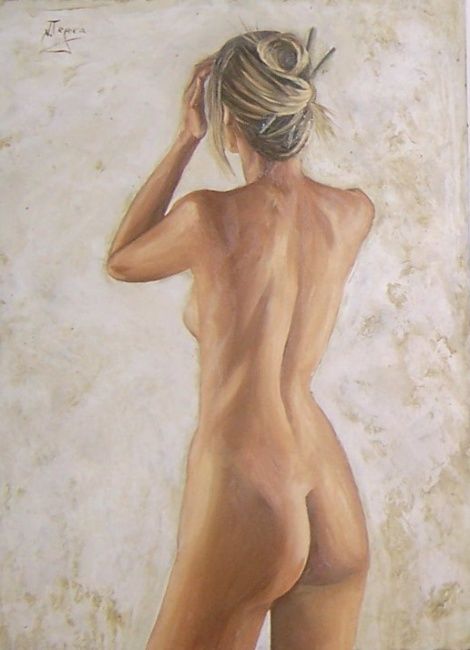 Картина под названием "desnudo" - Natalia Tejera, Подлинное произведение искусства