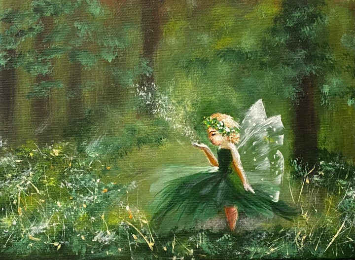 Peinture intitulée "La Fatina" par Natalia Wisniosz, Œuvre d'art originale, Huile Monté sur Carton