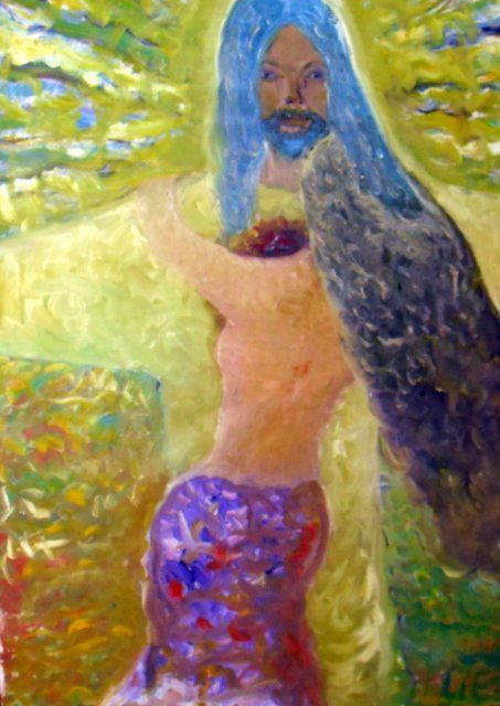 Pintura intitulada "Jesua e a sereia" por Lie Caseiro, Obras de arte originais