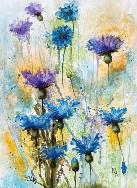 Malerei mit dem Titel "Flower Symphony No.…" von Natalie Aleksejeva (NatalieVerve), Original-Kunstwerk, Acryl