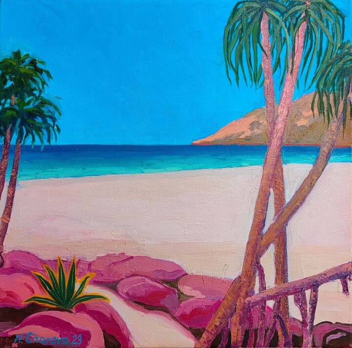 Malarstwo zatytułowany „Nai Harn Beach. Phu…” autorstwa Natalie Bocharova (Charova), Oryginalna praca, Olej Zamontowany na D…