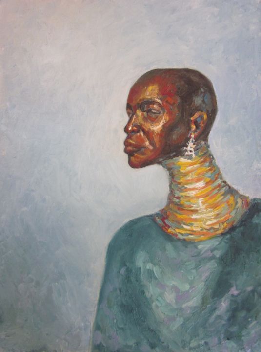 Картина под названием "African woman" - Natalia Lashkhi, Подлинное произведение искусства, Масло