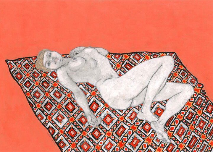 Drawing titled "Odalisque" by Natalie Levkovska, Original Artwork, Gouache