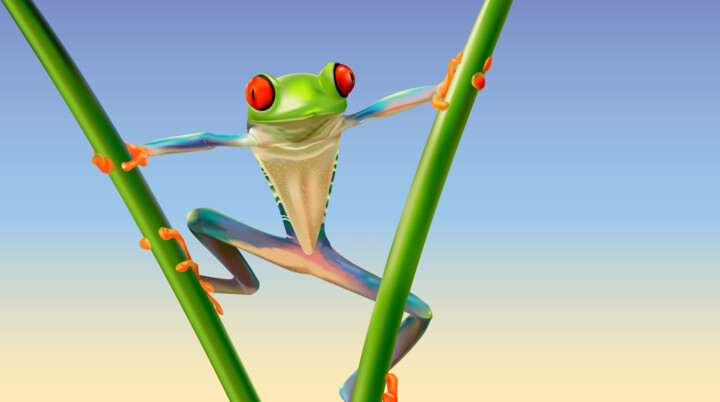 Digital Arts titled "Froggy. Touch the S…" by Natalie Levkovska, Original Artwork, 2D Digital Work