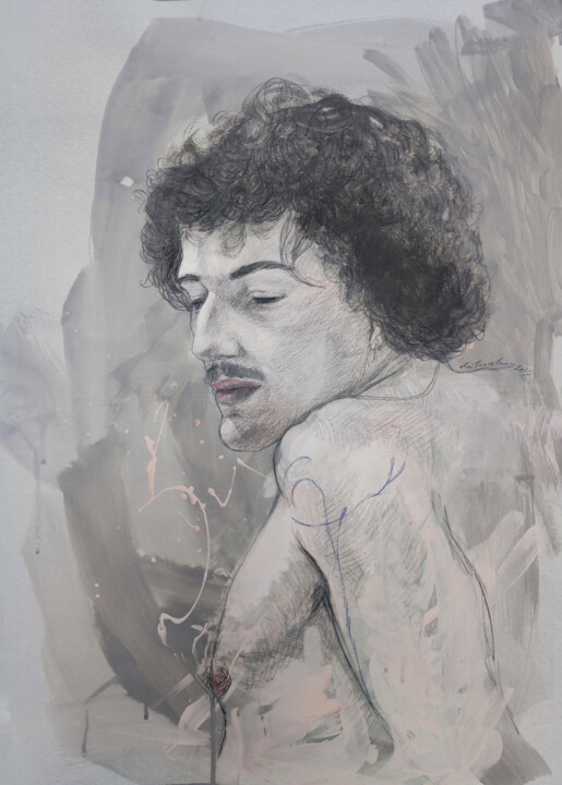 Рисунок под названием "Portraiture of Yoku…" - Natalie Levkovska, Подлинное произведение искусства, Гуашь