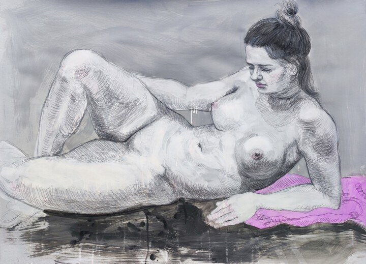 Σχέδιο με τίτλο "Julia’s body" από Natalie Levkovska, Αυθεντικά έργα τέχνης, Τέμπερα