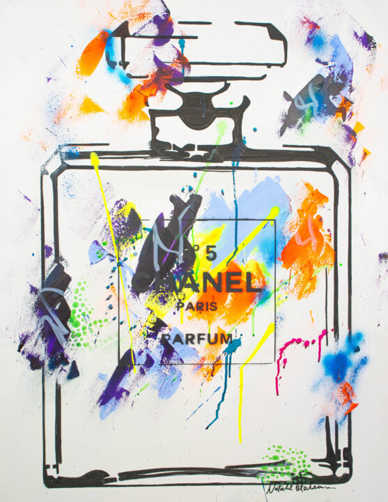 Painting titled "Chanel Vibrant Expl…" by Natalie Otalora, Original Artwork, Acrylic Mounted on Wood Stretcher frame