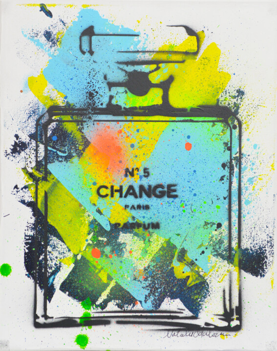 Peinture intitulée "Chanel change cubic…" par Natalie Otalora, Œuvre d'art originale, Acrylique Monté sur Châssis en bois