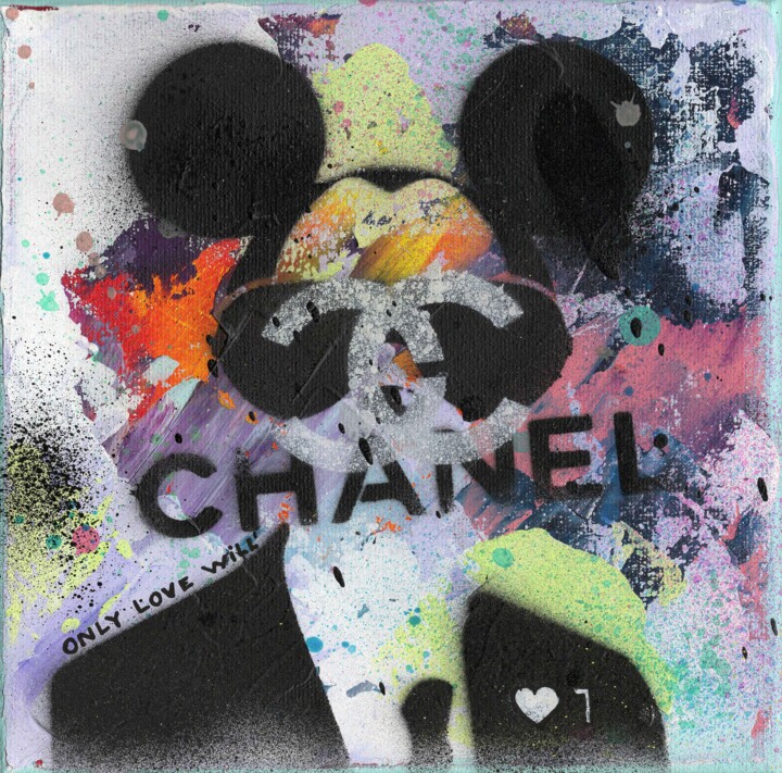 Painting titled "Mickey Only Love Wi…" by Natalie Otalora, Original Artwork, Spray paint