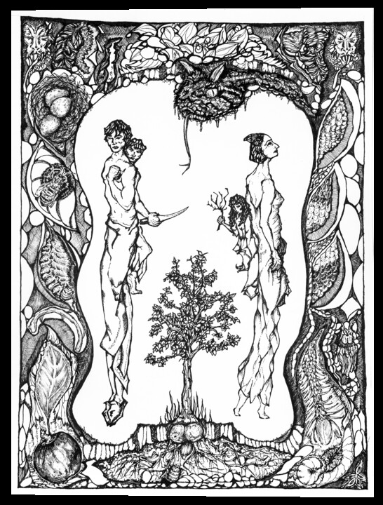 Disegno intitolato "Eden" da Natalie Roy, Opera d'arte originale, Inchiostro