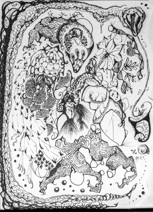 Zeichnungen mit dem Titel "Ocean reef" von Natalie Roy, Original-Kunstwerk, Tinte