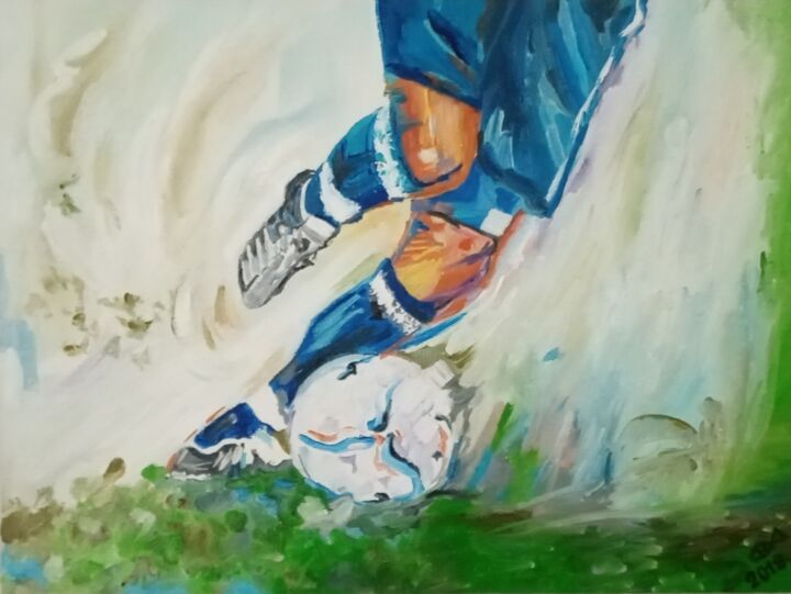 Malarstwo zatytułowany „,, Football,,” autorstwa Natalie Rybka, Oryginalna praca, Olej Zamontowany na Karton