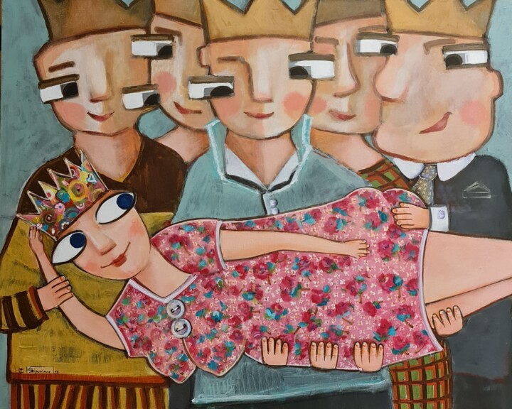 Картина под названием "Мечты/короли и Липо…" - Natalie Shiporina, Подлинное произведение искусства, Акрил Установлен на Дере…