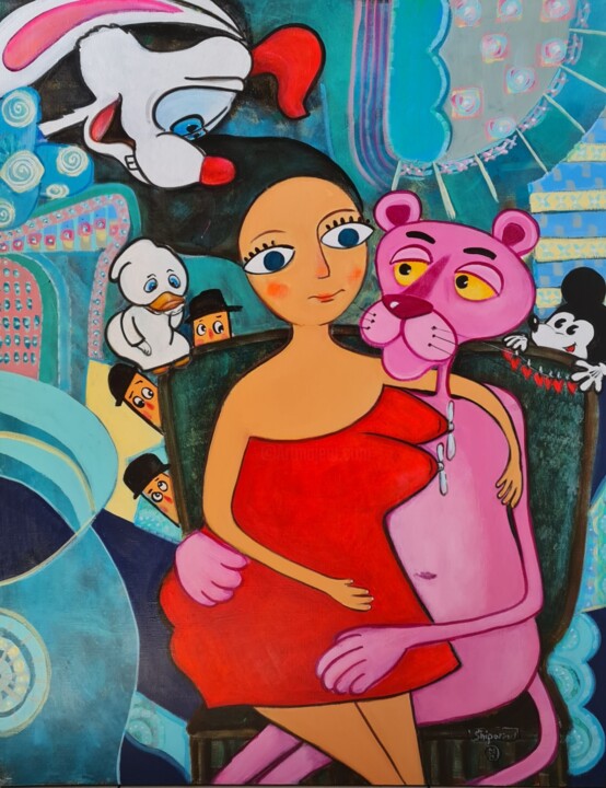Painting titled "Easy adventure" by Natalie Shiporina, Original Artwork, Acrylic Mounted on Wood Stretcher frame