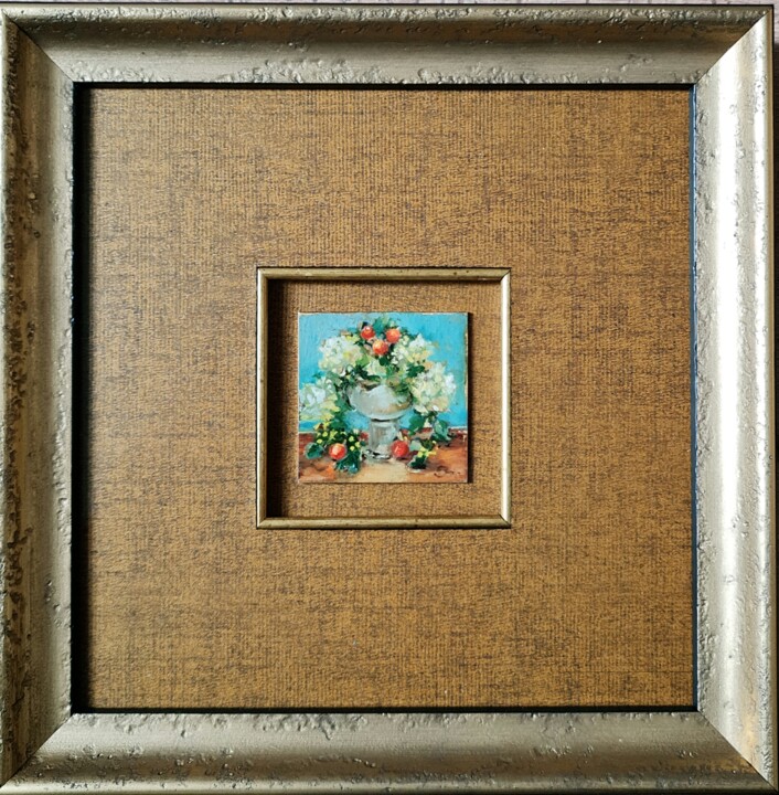 Pintura titulada "Flowers in an antiq…" por Natalie Shiporina, Obra de arte original, Oleo Montado en Otro panel rígido