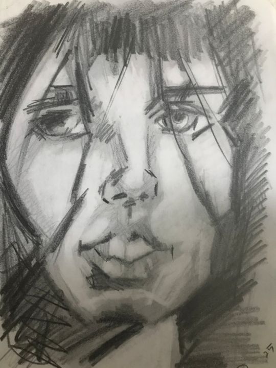 Disegno intitolato "Alguém" da Natalie Tiossi, Opera d'arte originale, Grafite