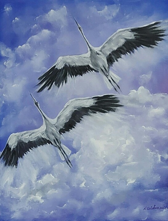 Malarstwo zatytułowany „Freedom” autorstwa Nataliia Goloborodko, Oryginalna praca, Olej Zamontowany na Drewniana rama noszy
