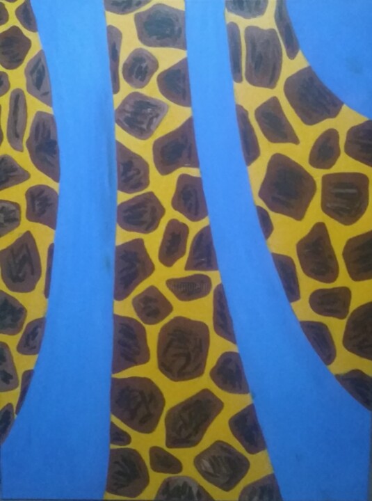 Painting titled "Three Giraffes" by Nataliia Kutikhina (natel), Original Artwork, Acrylic