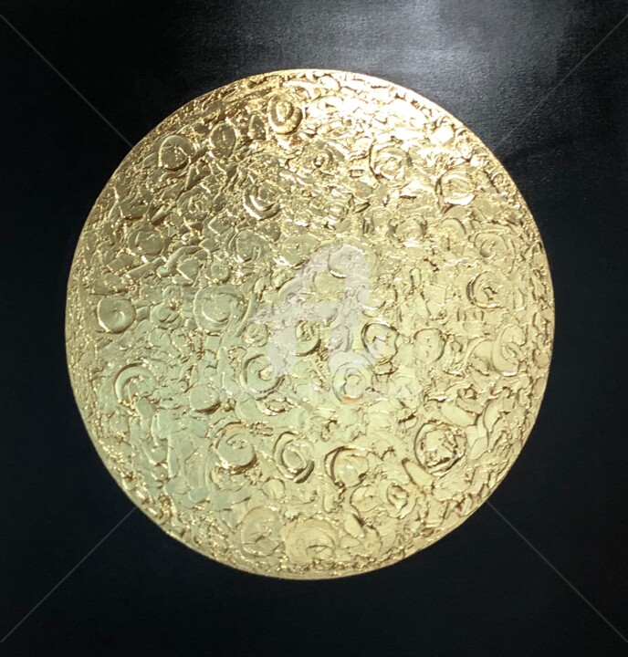 Peinture intitulée "“Moon golden full“…" par Nataliia Krykun, Œuvre d'art originale, Acrylique Monté sur Châssis en bois