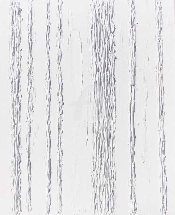 Malerei mit dem Titel "„White rays“ 3d min…" von Nataliia Krykun, Original-Kunstwerk, Acryl Auf Keilrahmen aus Holz montiert