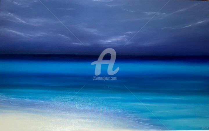 Malarstwo zatytułowany „Turquoise ocean, wa…” autorstwa Nataliia Krykun, Oryginalna praca, Akryl