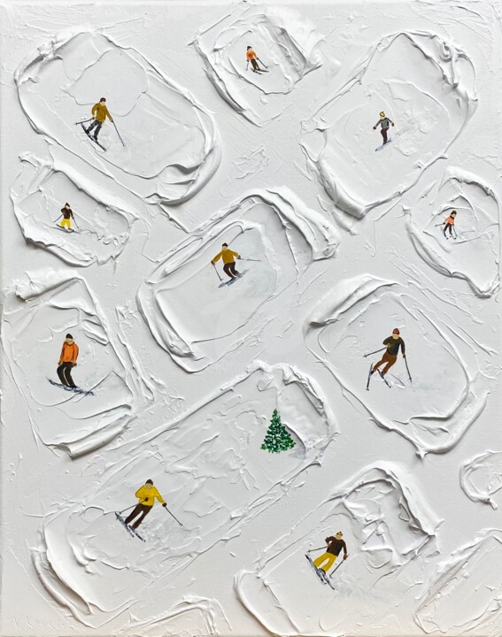 Pittura intitolato "Series "Alpine Skii…" da Nataliia Krykun, Opera d'arte originale, Acrilico Montato su Telaio per barella…