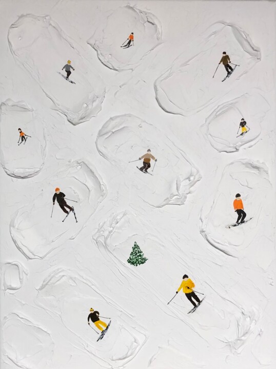 Sculpture titled "Series "Alpine Skii…" by Nataliia Krykun, Original Artwork, Acrylic Mounted on Wood Stretcher frame