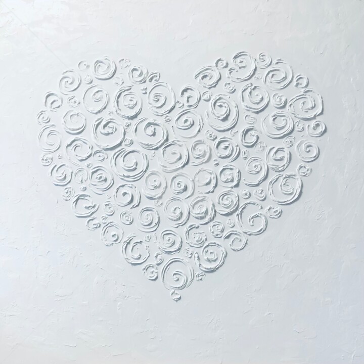 绘画 标题为“Flowers on white he…” 由Nataliia Krykun, 原创艺术品, 丙烯 安装在木质担架架上