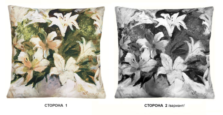 Textilkunst mit dem Titel "SOFA CUSHION 4" von Nataliy Korobova, Original-Kunstwerk, Stoff