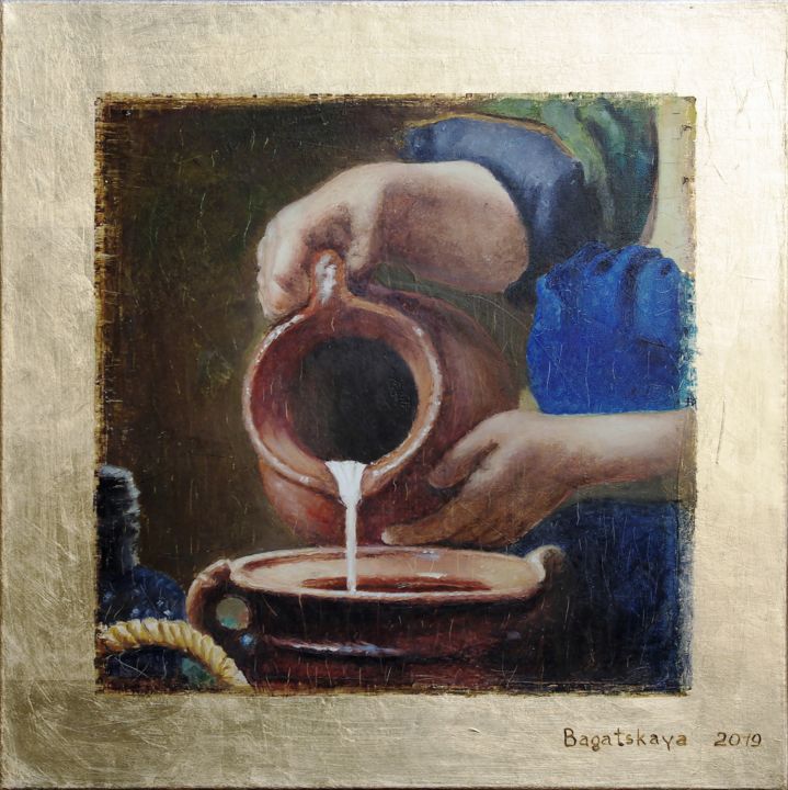 Fragment Of The Painting "Het Melkmeisje, 絵画 Nataliya Bagatskayaによって  Artmajeur