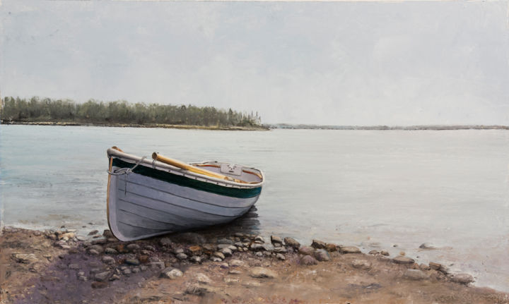 Painting titled "On the Riverside" by Nataliya Bagatskaya, Original Artwork, Oil