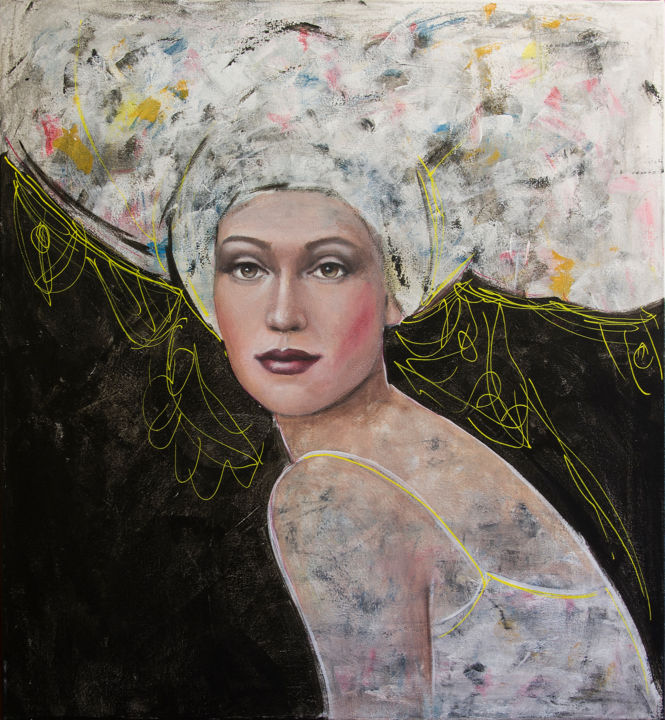 Painting titled "In White" by Nataliya Bagatskaya, Original Artwork, Acrylic