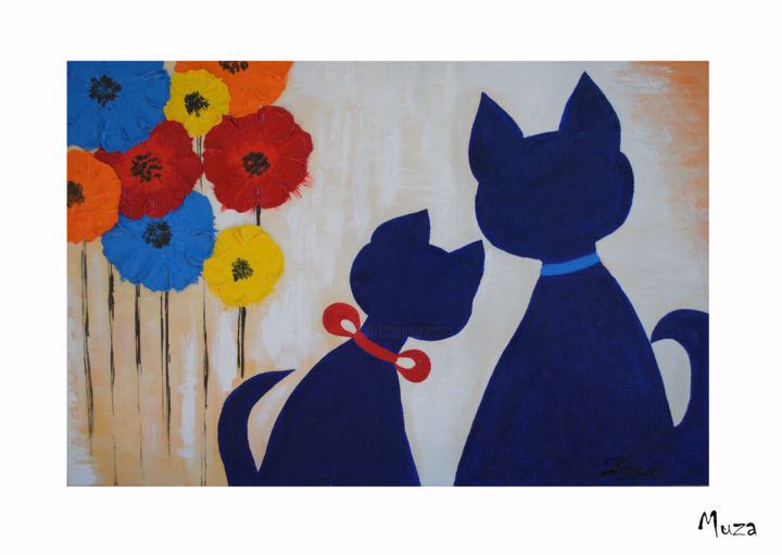 Painting titled "Cats.jpg" by Nataliia Muzychuk, Original Artwork