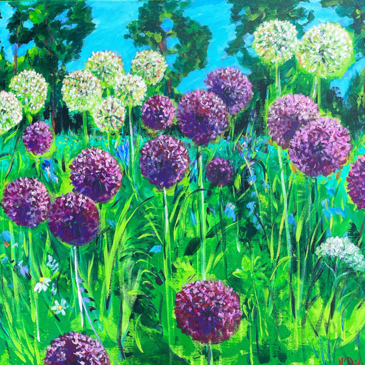Painting titled "Summer field" by Natalja Dibanina, Original Artwork, Acrylic