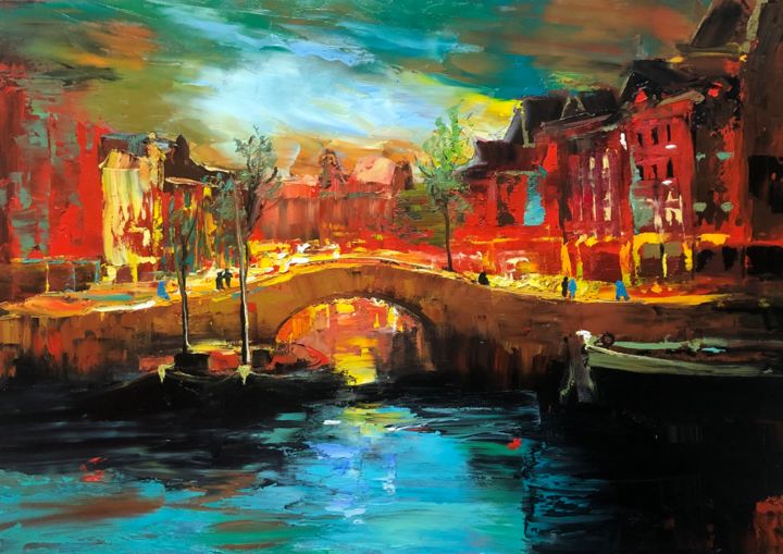Картина под названием "Амстердам" - Наталия Осадчук, Подлинное произведение искусства, Масло