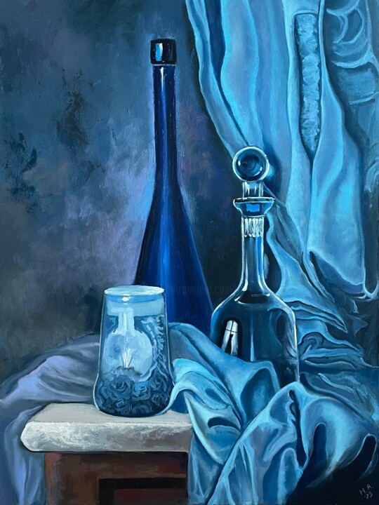 Peinture intitulée "Синий натюрморт" par Nataliia Osadchuk, Œuvre d'art originale, Huile