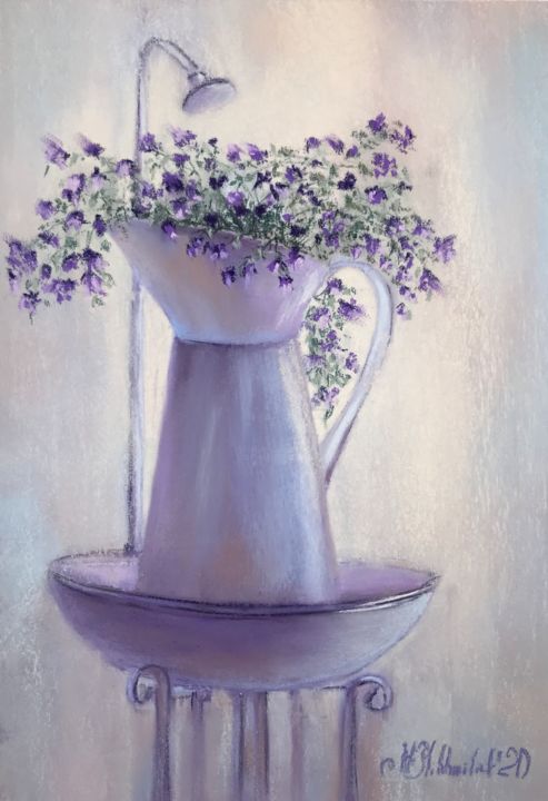 Картина под названием "Lavender Provence II" - Nataly Mikhailiuk, Подлинное произведение искусства, Пастель