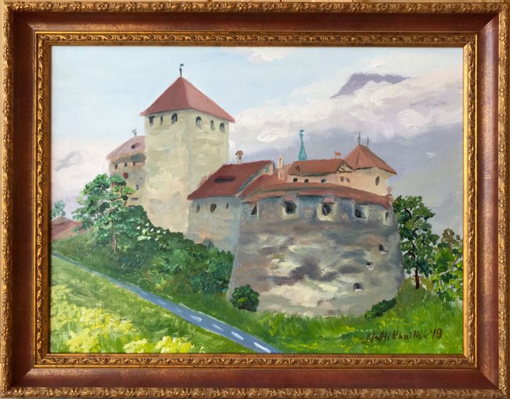 Painting titled "Vaduz Castle" by Nataly Mikhailiuk, Original Artwork, Oil