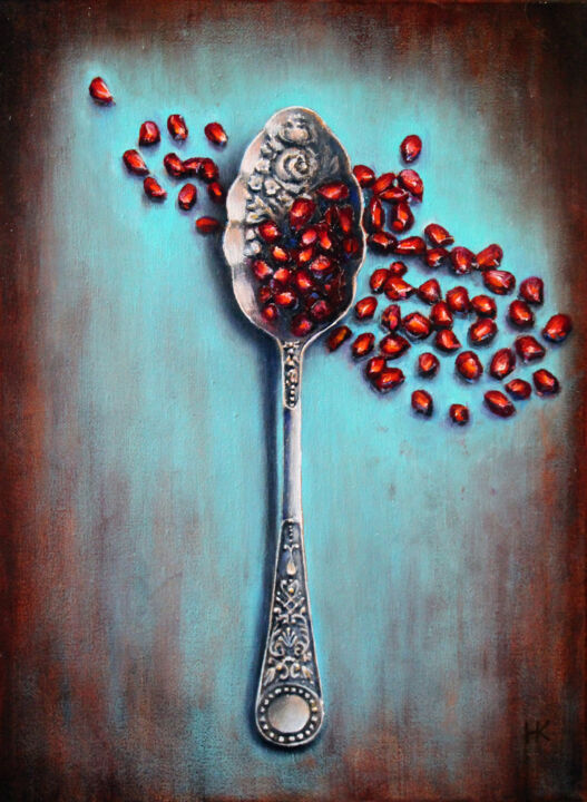 Painting titled "Spoon of Happiness" by Nataliia Kartseva (Nk), Original Artwork, Oil