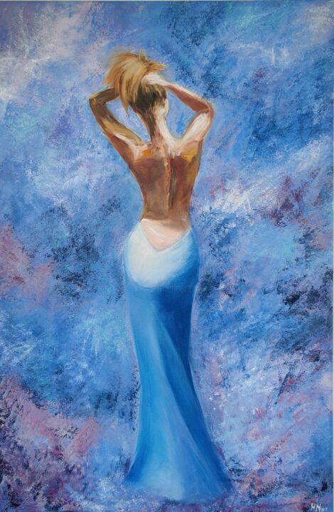 Painting titled "A naked woman from…" by Natalya Mitrofanova, Original Artwork, Oil Mounted on Wood Stretcher frame