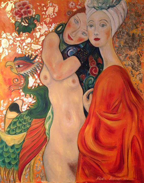 Malerei mit dem Titel "Due amiche di Gusta…" von Natalia Molinari, Original-Kunstwerk, Öl