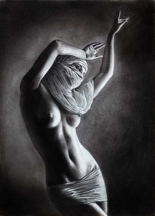 Drawing titled "PERSIAN MOTIFS" by Natalya Pravda, Original Artwork, Charcoal