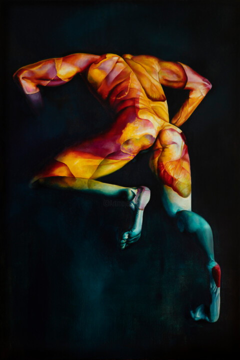 Malerei mit dem Titel "ANTONYMY IN THE AZU…" von Natalya Pravda, Original-Kunstwerk, Öl