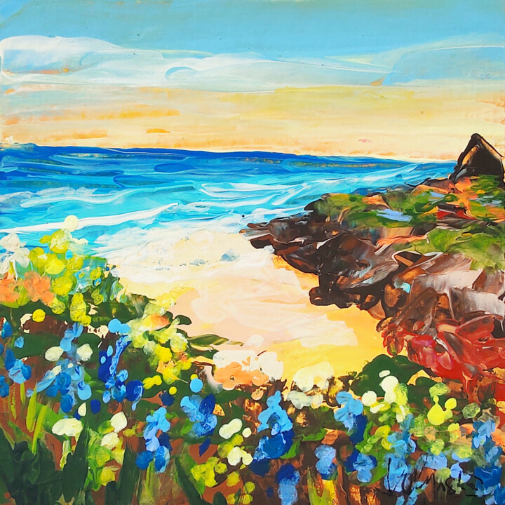 Malerei mit dem Titel "Seascape Painting A…" von Natalya Volynska, Original-Kunstwerk, Acryl
