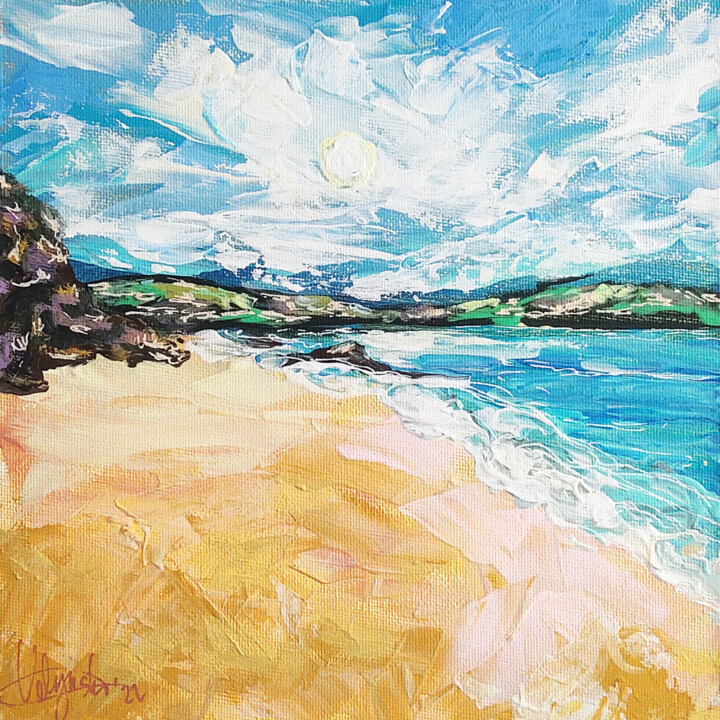 Malerei mit dem Titel "Seascape Mountain C…" von Natalya Volynska, Original-Kunstwerk, Acryl