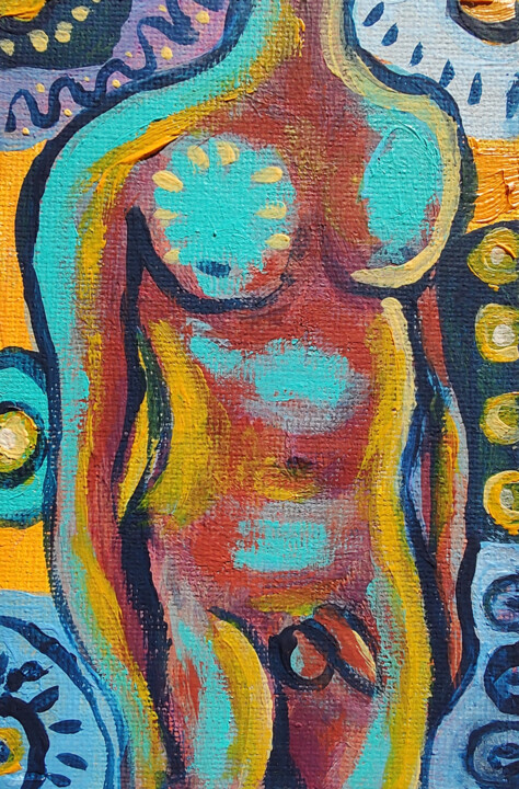 Painting titled "Man Act Colorful Pa…" by Natalya Volynska, Original Artwork, Acrylic