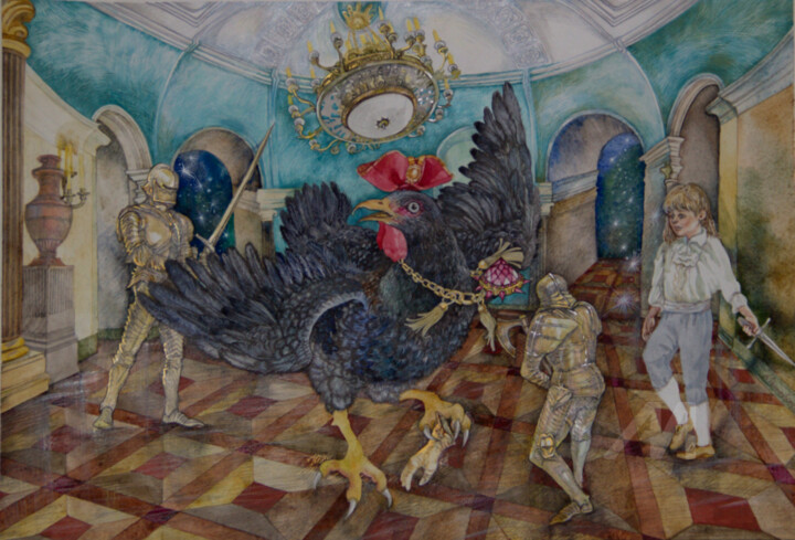 Painting titled "2020 Black hen or u…" by Наталья Дерманская, Original Art, Watercolor