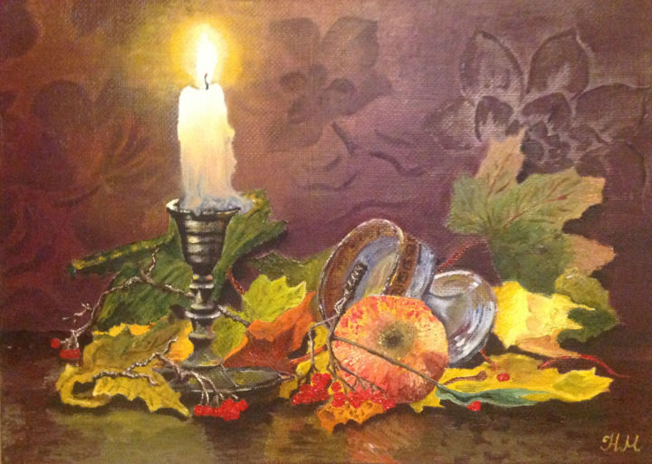 Peinture intitulée "Осенний натюрморт" par Natalya Matkovskaya, Œuvre d'art originale, Huile