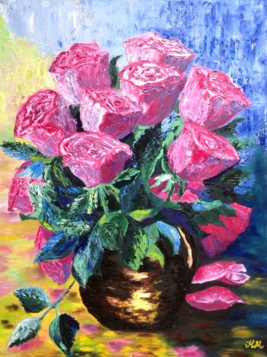 Картина под названием "Букет (bouquet)" - Natalya Matkovskaya, Подлинное произведение искусства, Масло