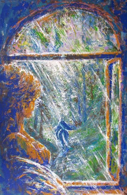 Peinture intitulée "Dans ma fenêtre" par Nataly Basarab, Œuvre d'art originale, Huile